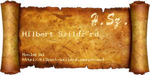 Hilbert Szilárd névjegykártya